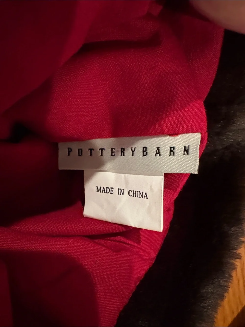 Pottery Barn Red Velvet Santa Sack Eine Bag with Black Faux Fur Trim